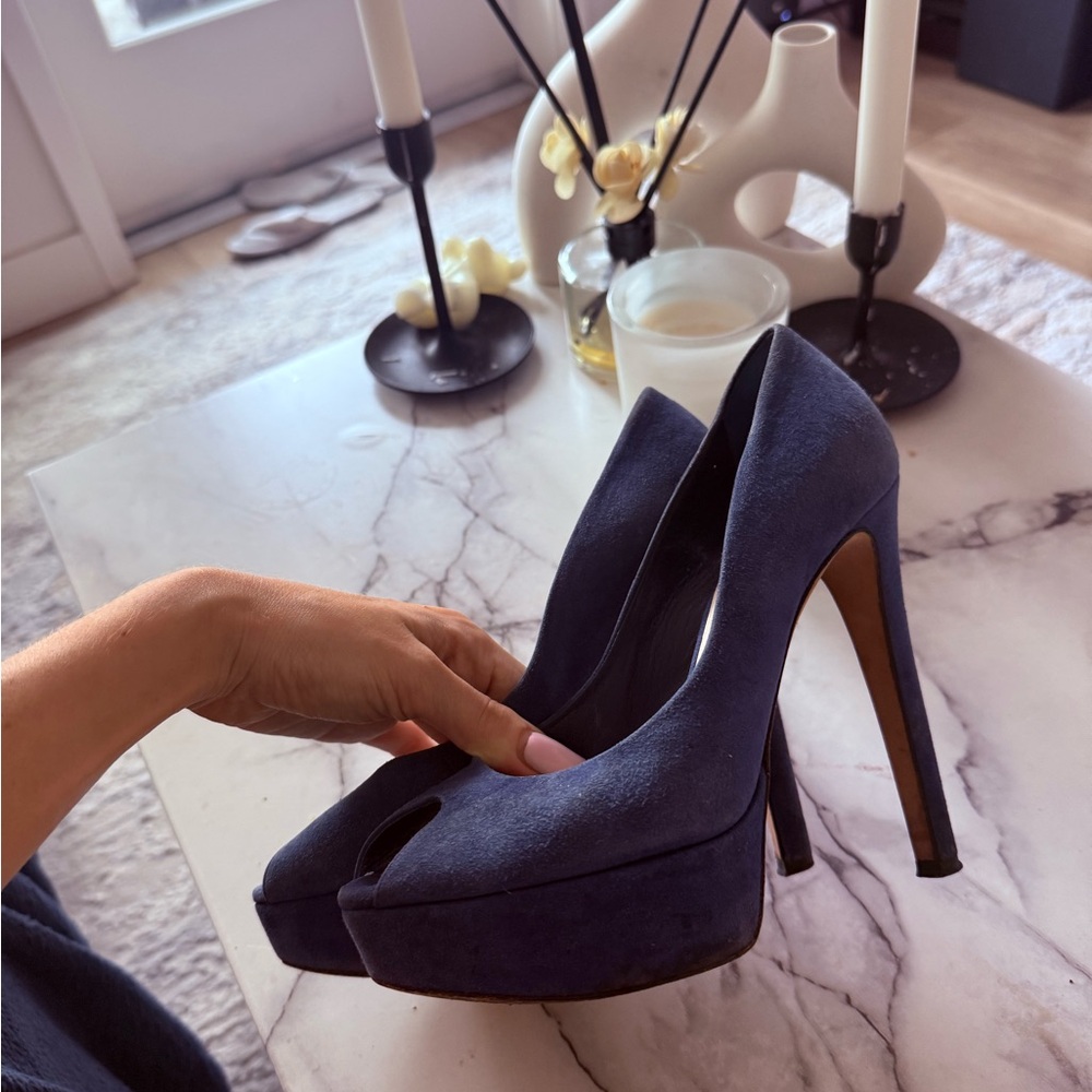 Elegant Navy Peep Toe Heels DIOR